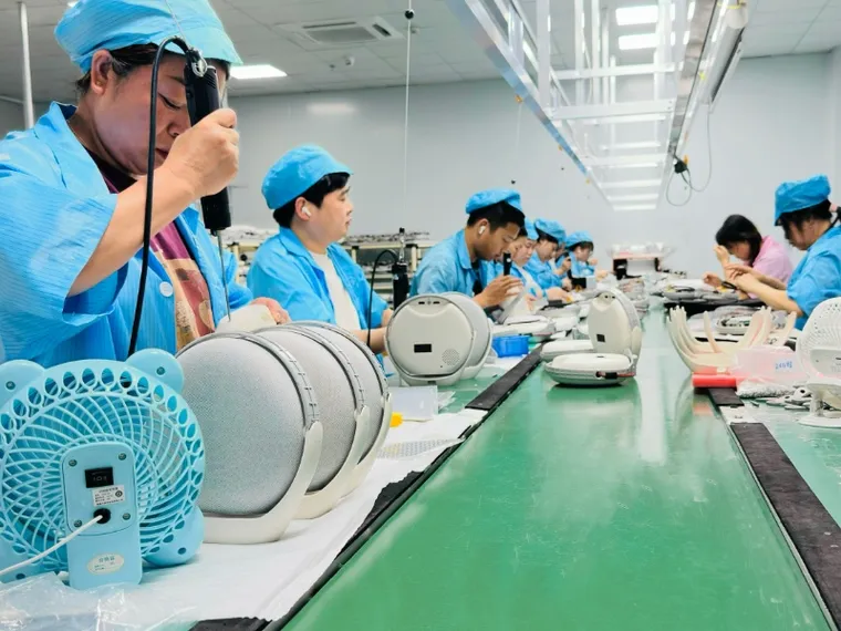 Projector manufacturing assembly line in the factory