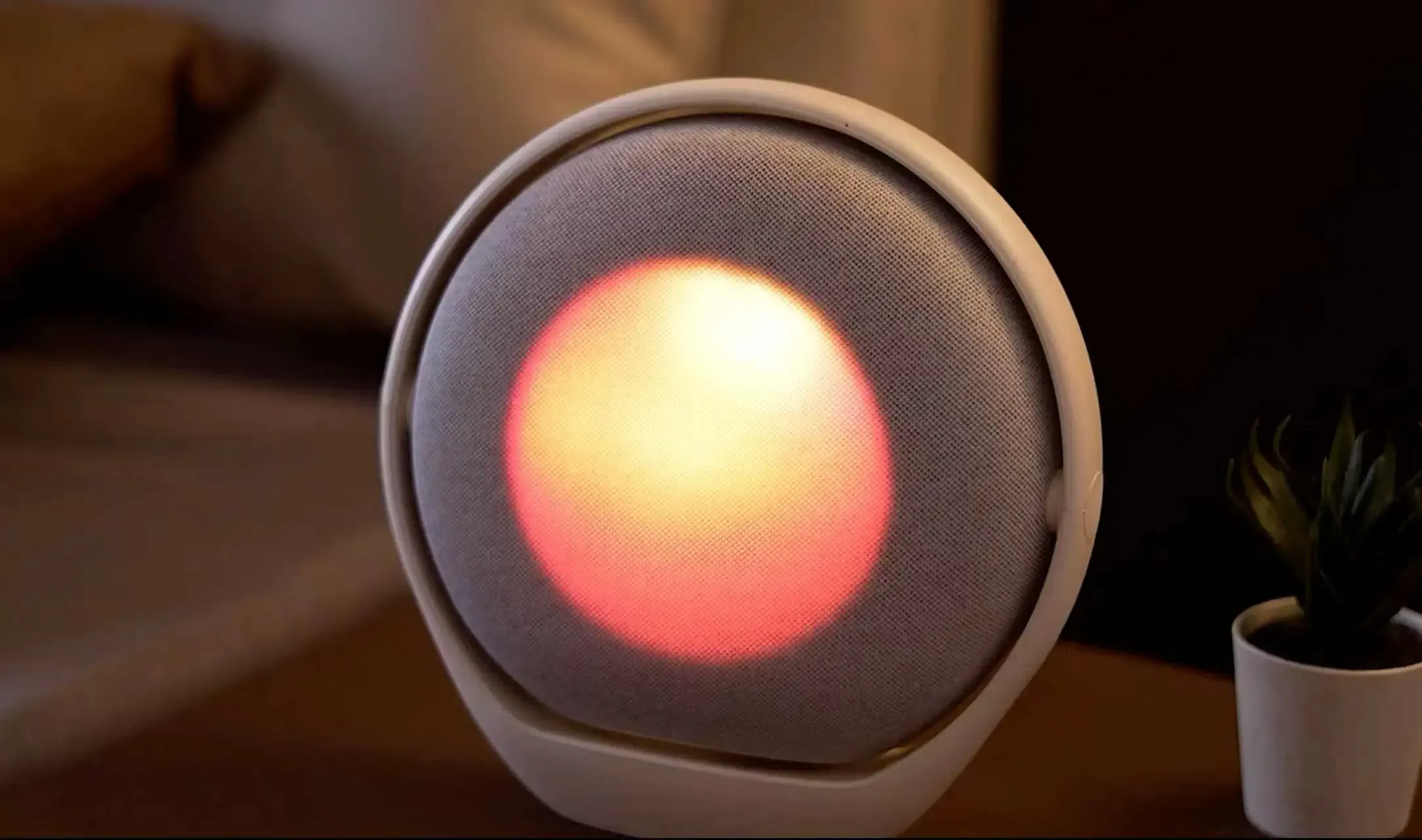 Warm ambient glow of a sleep-aid device