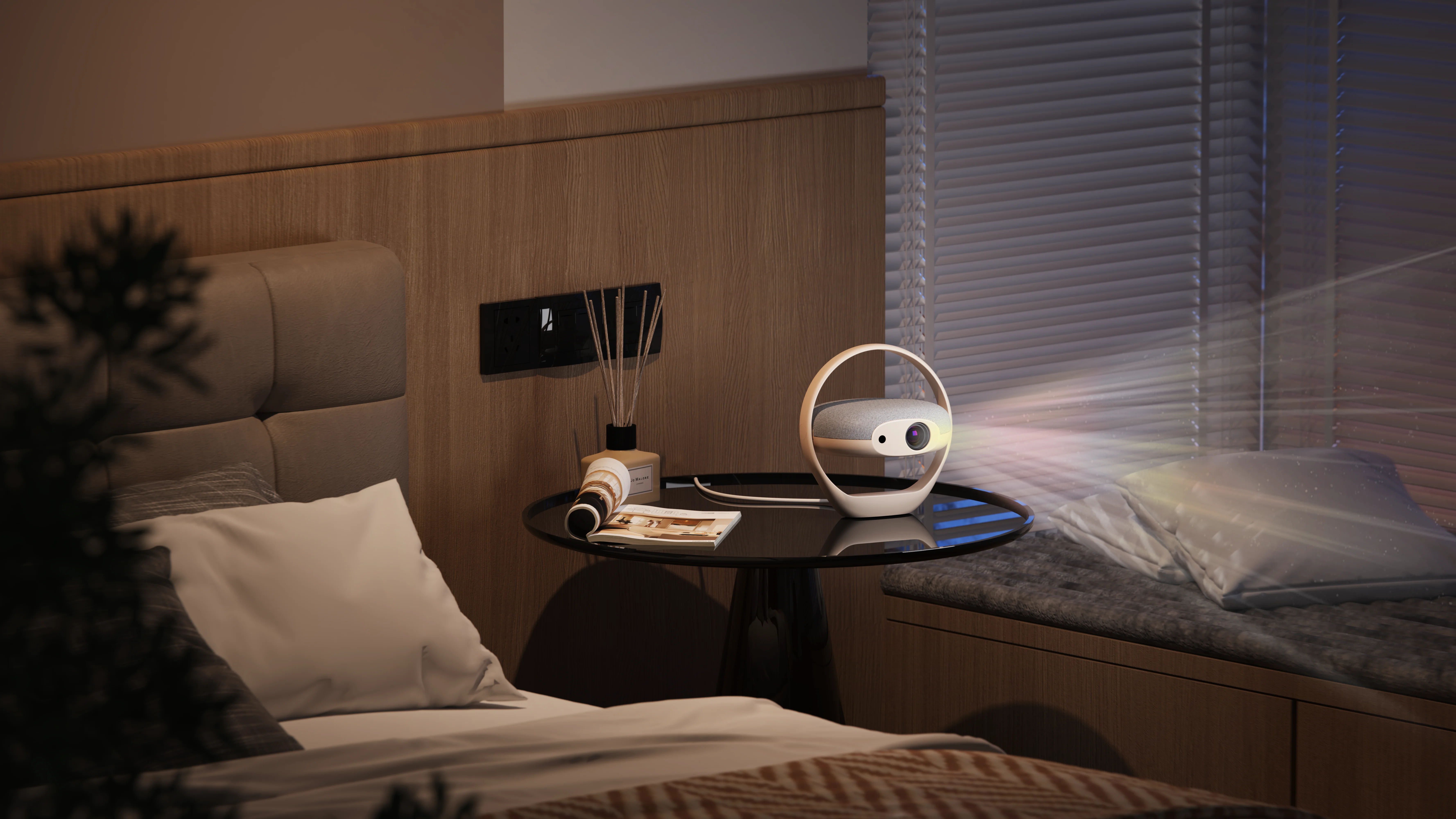 N21 projecting an ambient scene in a bedroom