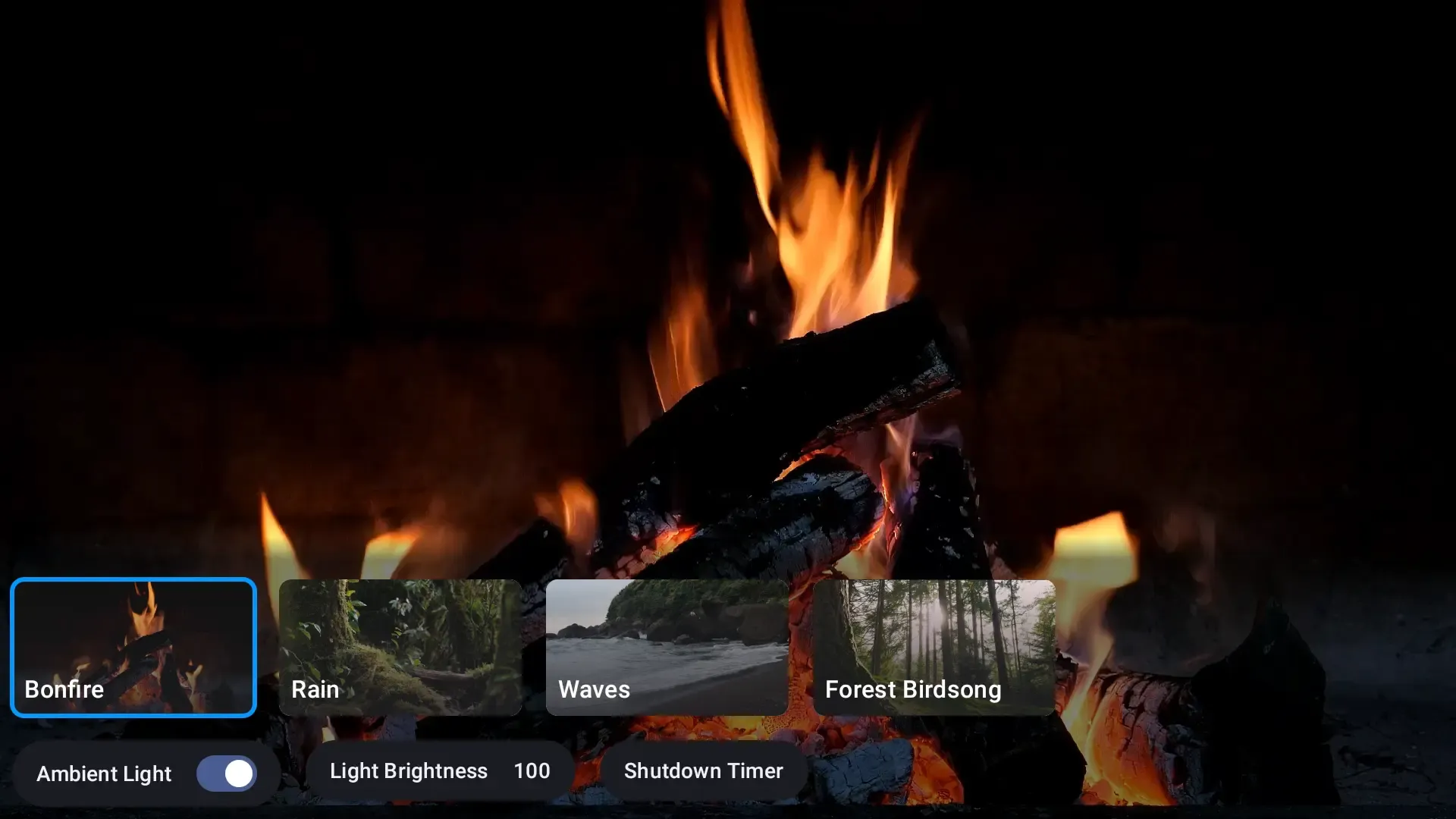 White noise and ambient light settings
